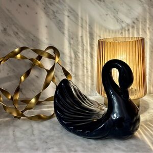 Elegant Vintage Navy Blue Swan Figurine